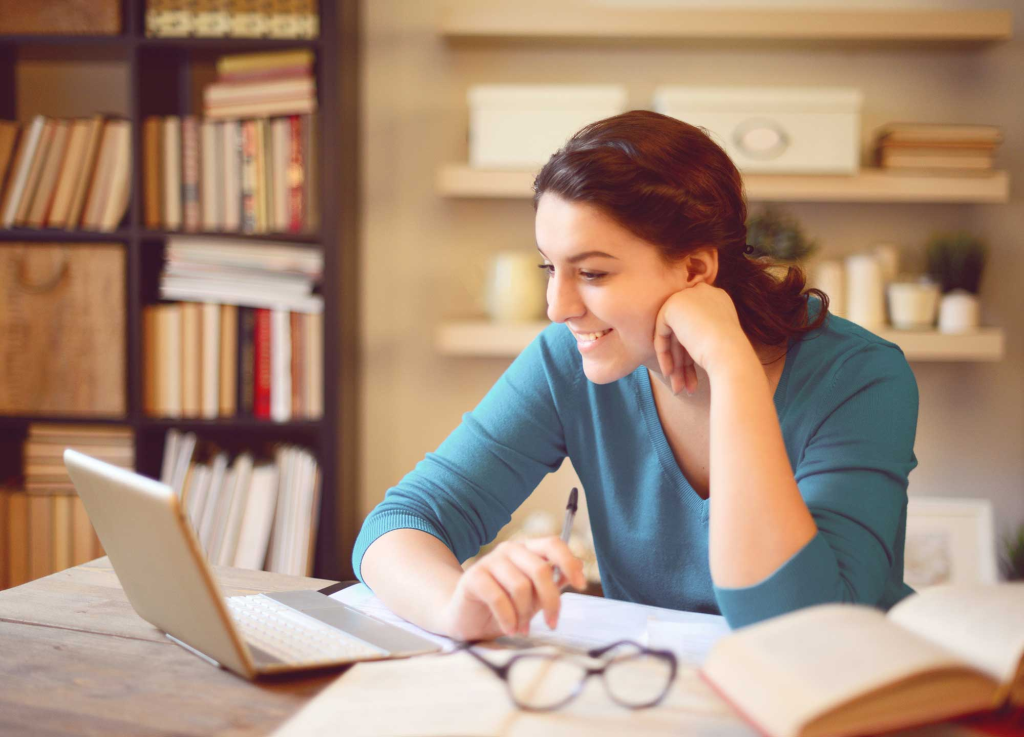 Adult learner studying an online degree at home