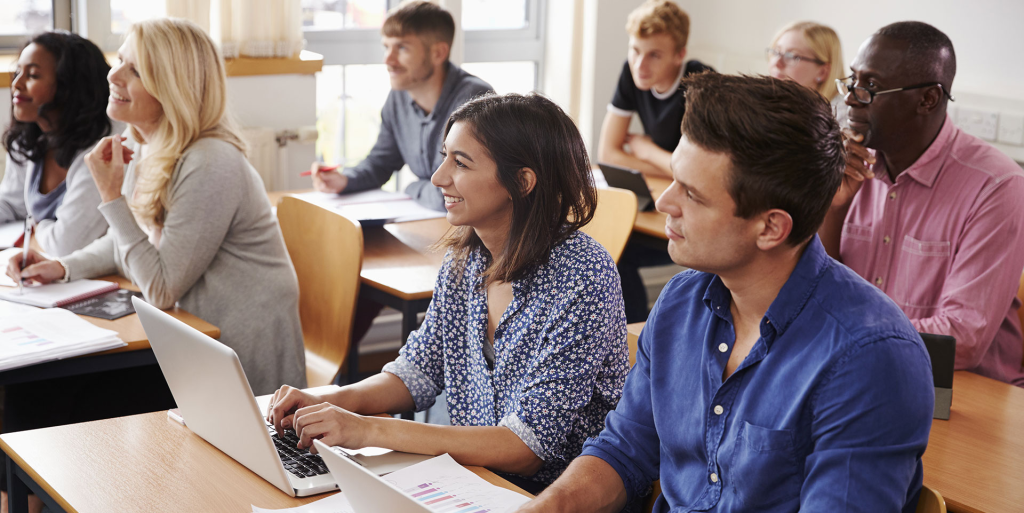 Adults attending part-time evening university classes